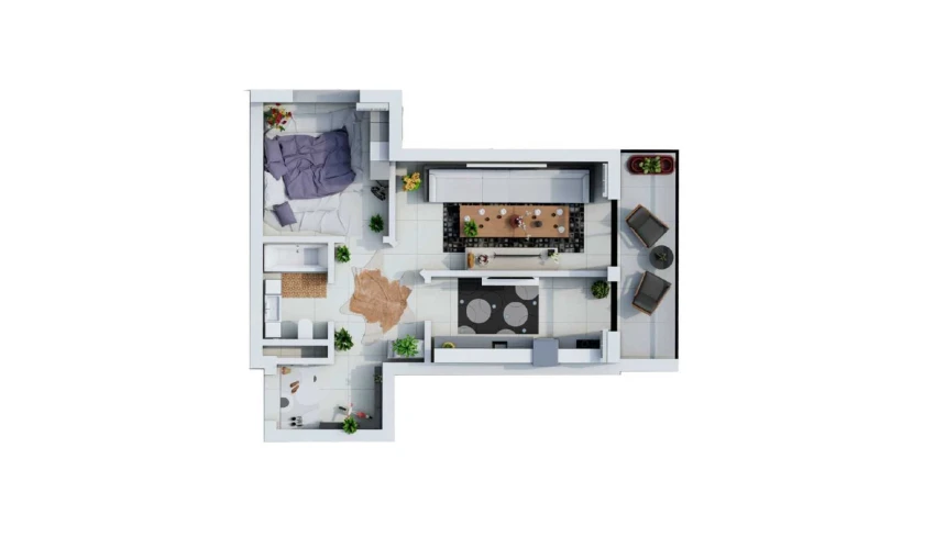 2-xonali xonadon 50.69 m²  2/9 qavat | UCHTEPA CITY Turar-joy majmuasi