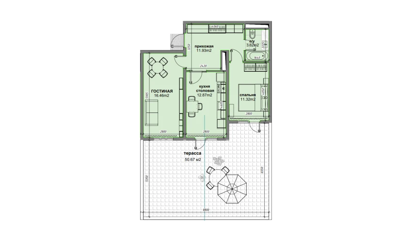 2-xonali xonadon 81.54 m²  2/16 qavat | BASHKENT Turar-joy majmuasi