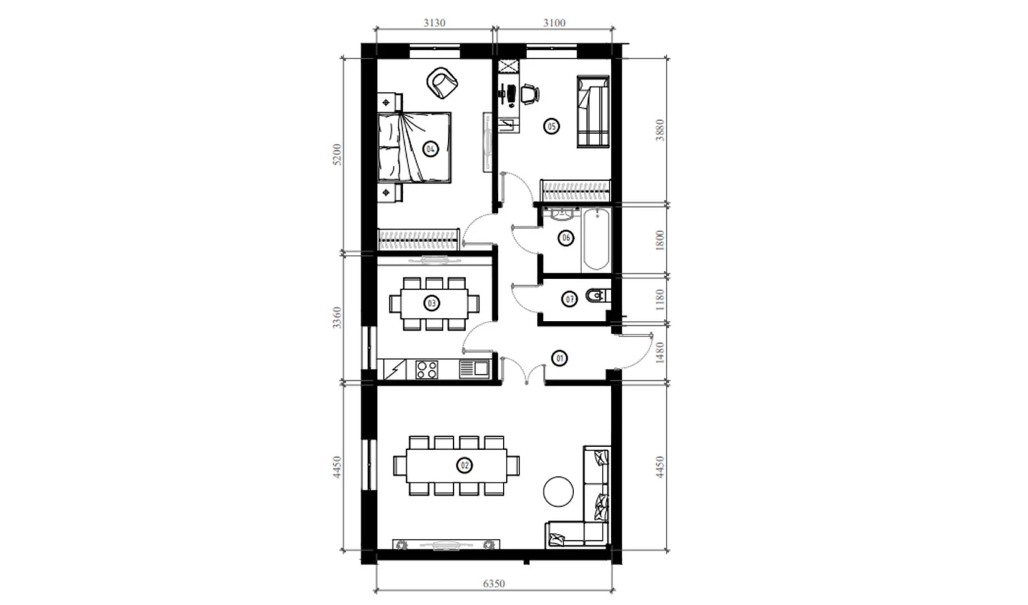 3-xonali xonadon 80.3 m²  7/9 qavat | FIDOKOR Turar-joy majmuasi