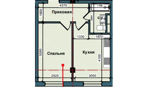1-комн. квартира 43 м²  5/9 этаж | Жилой комплекс NUR BARAKA