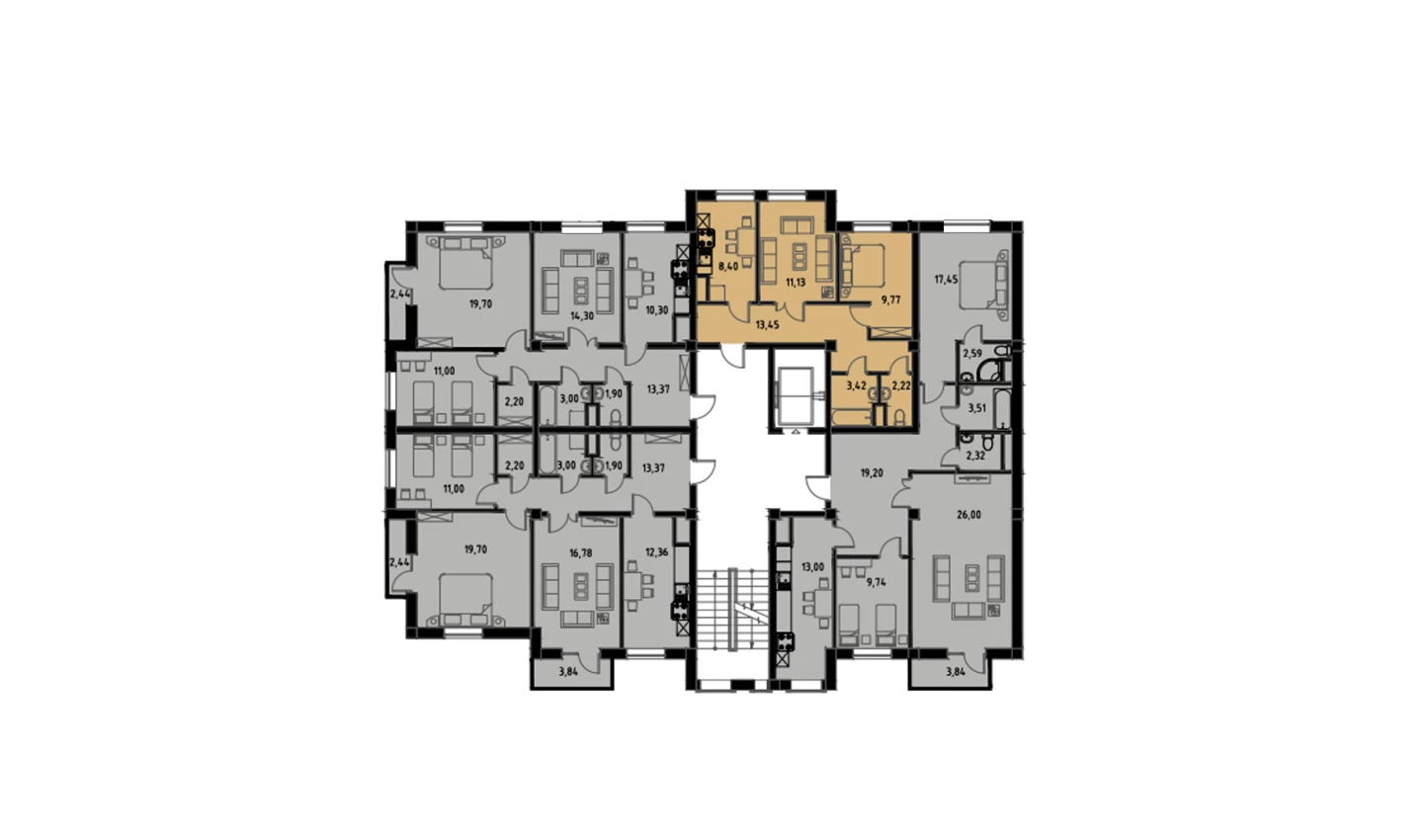 2-комн. квартира 48.39 м²  2/9 этаж | Жилой комплекс MINGCHINOR
