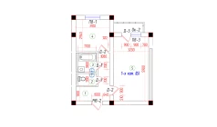1-xonali xonadon 40.34 m²  5/7 qavat | Oila TJM Turar-joy majmuasi