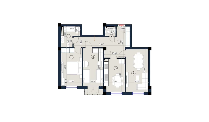 3-xonali xonadon 85 m²  5/9 qavat | KO'KSAROY Turar-joy majmuasi