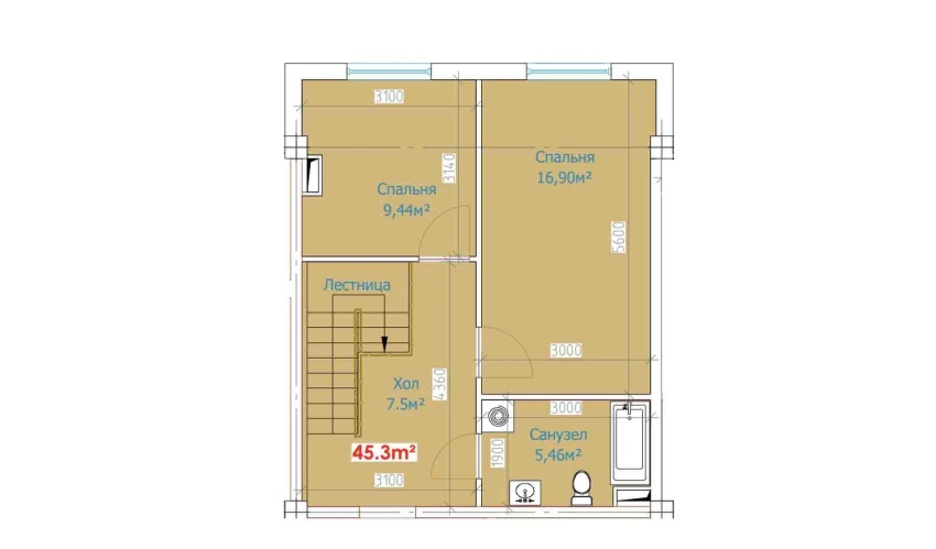 1-xonali xonadon 90.6 m²  1/9 qavat | YANGI AVLOD Turar-joy majmuasi