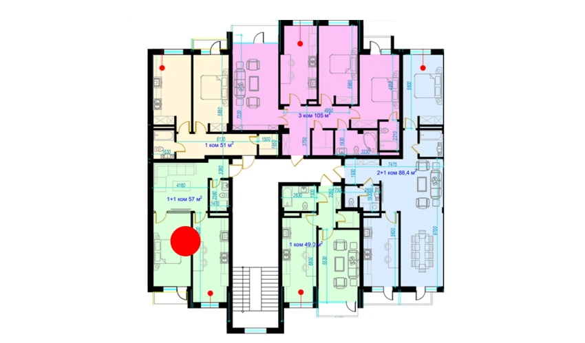 2-комнатная квартира 57 м²  6/9 этаж | Жилой комплекс Rohat