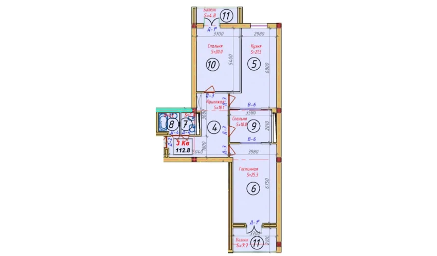 3-xonali xonadon 112.8 m²  6/9 qavat | SAMARQAND CITY Turar-joy majmuasi