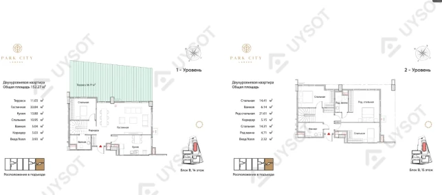 6-xonali xonadon 220.92 m²  14/15 qavat | Park City Labzak Turar-joy majmuasi