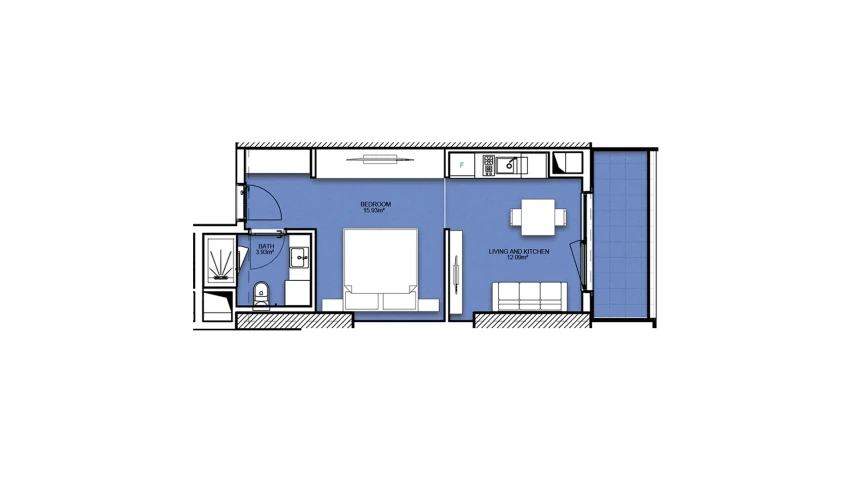 1-комнатная квартира 39.07 м²  18/19 этаж | Жилой комплекс Resim Taşkent