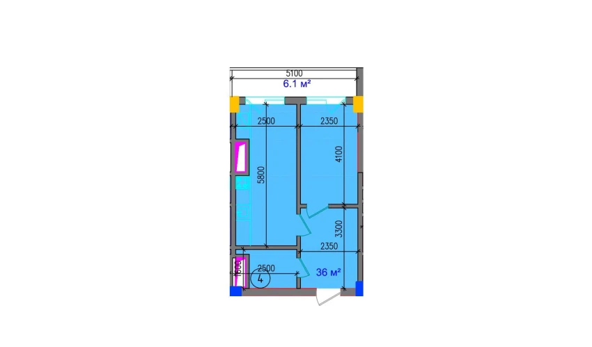 2-комнатная квартира 42.1 м²  5/12 этаж | Жилой комплекс SOKIN SOHIL