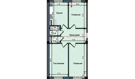 3-комн. квартира 79 м²  9/9 этаж | Жилой комплекс NUR BARAKA