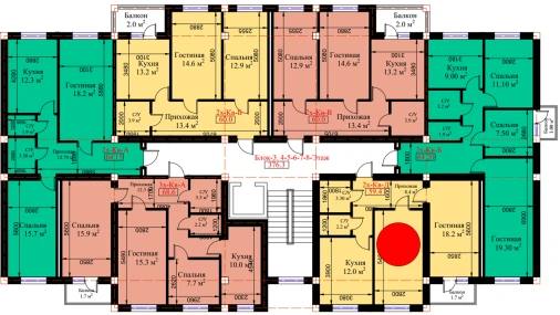 2-xonali xonadon 59.8 m²  4/8 qavat | MUHTASHAM Turar-joy majmuasi