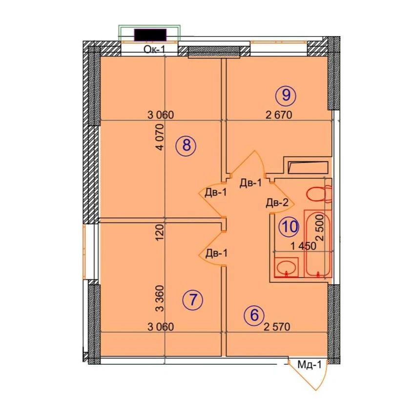2-комн. квартира 43.9 м²  6/9 этаж | Жилой комплекс Uchtepa Avenue