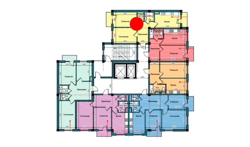 2-комнатная квартира 61.7 м²  8/10 этаж | Жилой комплекс NUR BARAKA