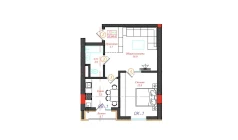 2-комн. квартира 46.6 м²  4/12 этаж | Жилой комплекс CHINARA PARK