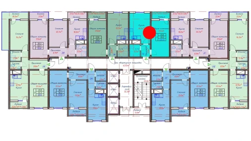 1-xonali xonadon 40.55 m²  3/16 qavat | TRINITY Turar-joy majmuasi