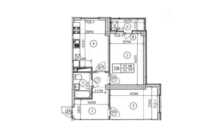 2-комнатная квартира 50 м²  9/9 этаж | Жилой комплекс Yangi O'zbekiston
