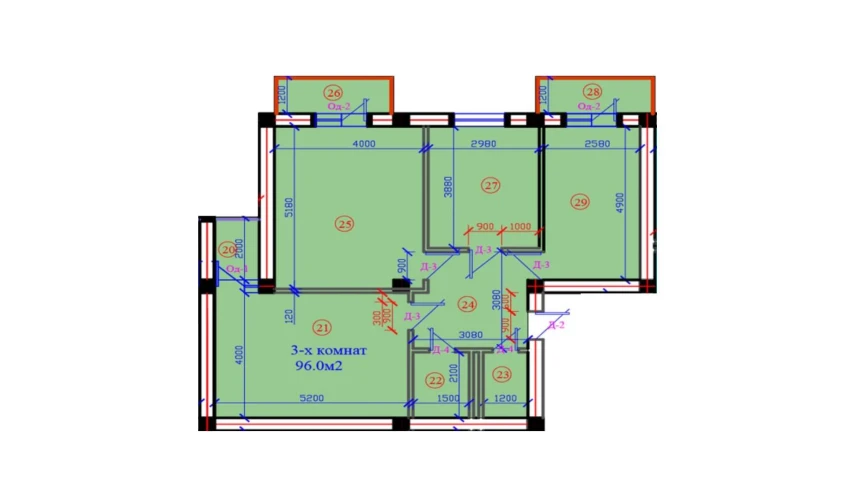 3-комнатная квартира 96 м²  5/7 этаж | Жилой комплекс G'IJDUVON CITY