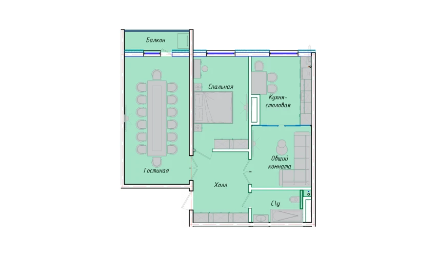 3-xonali xonadon 77.96 m²  6/12 qavat | SERGELI CITY Turar-joy majmuasi