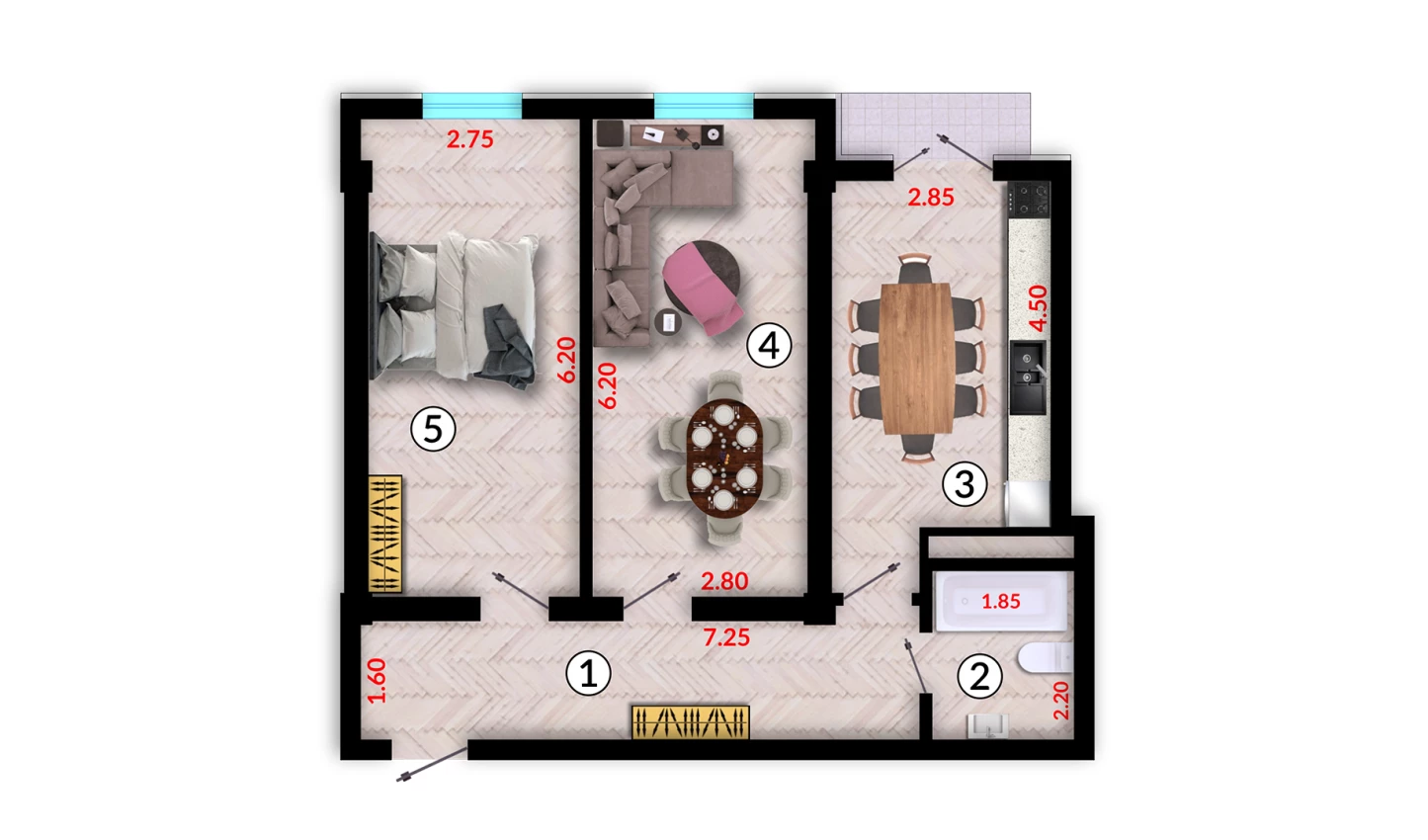 2-комн. квартира 66.83 м²  4/10 этаж | Жилой комплекс Ko'kcha-Oqtepa
