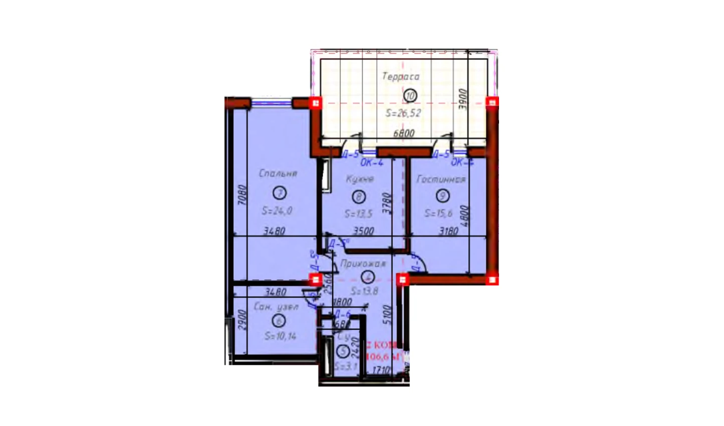 2-комн. квартира 106.6 м²  9/9 этаж | Жилой комплекс SAMARQAND CITY