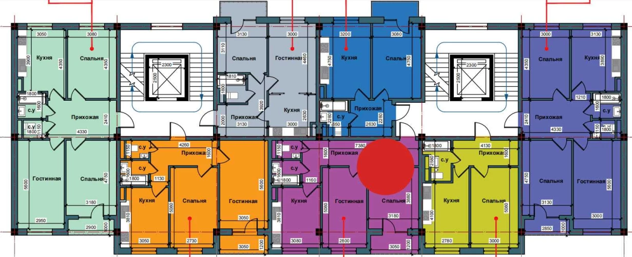 2-xonali xonadon 61.9 m²  9/9 qavat | NUR BARAKA Turar-joy majmuasi