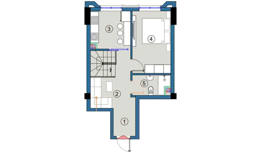 1-xonali xonadon 76.5 m²  1/9 qavat | FLORYA RESIDENCE Turar-joy majmuasi