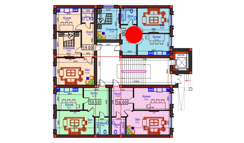 2-комнатная квартира 62 м²  1/7 этаж | Жилой комплекс BAHOR