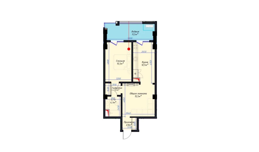 2-комнатная квартира 64.3 м²  7/14 этаж | Жилой комплекс Avia Palace