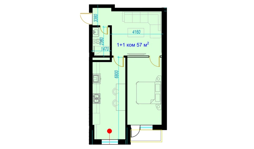 2-комнатная квартира 57 м²  1/9 этаж | Жилой комплекс Rohat