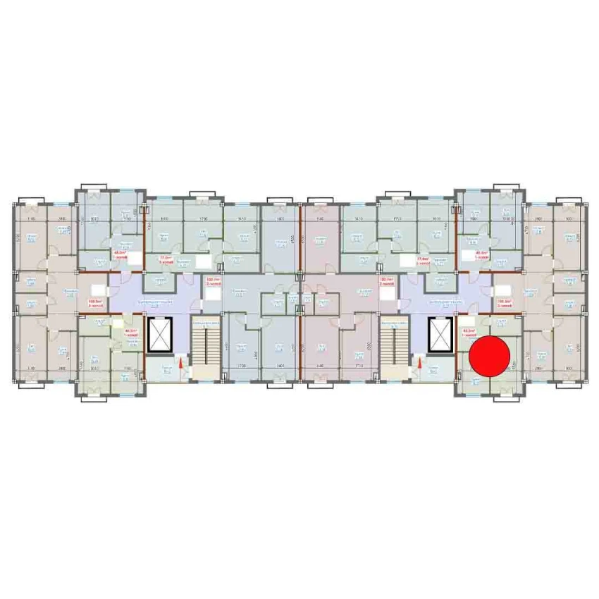 1-комн. квартира 45.3 м²  8/9 этаж | Жилой комплекс YANGI AVLOD