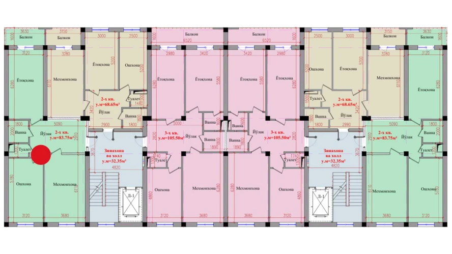 2-комн. квартира 83.75 м²  5/8 этаж | Жилой комплекс Saxro