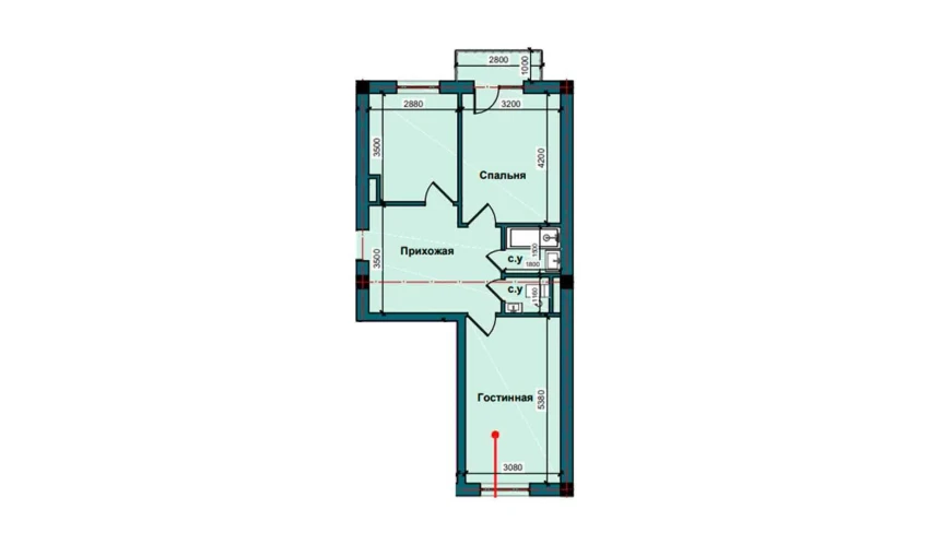 2-xonali xonadon 63.7 m²  3/10 qavat | NUR BARAKA Turar-joy majmuasi