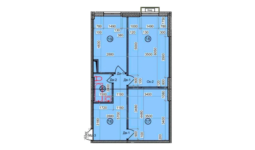 2-xonali xonadon 68.8 m²  3/9 qavat | Uchtepa Avenue Turar-joy majmuasi