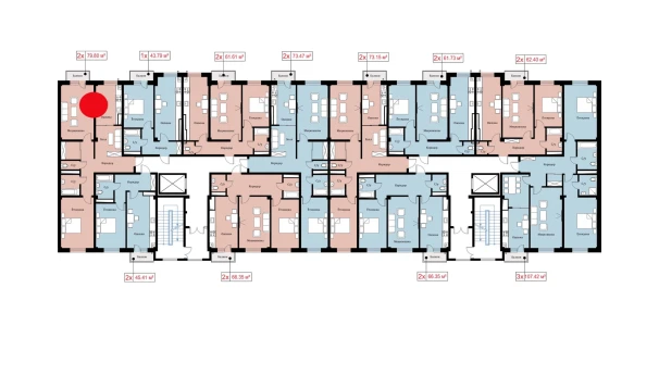 2-комнатная квартира 79.8 м²  5/10 этаж | Жилой комплекс Ko'kcha-Oqtepa