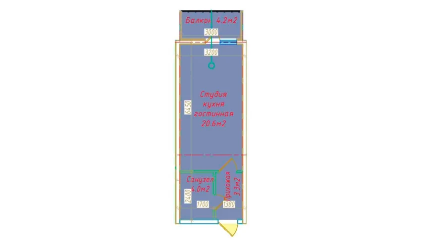 1-комнатная квартира 32.1 м²  16/16 этаж | Жилой комплекс DO'MBIROBOD RESIDENCE