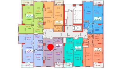 2-xonali xonadon 54.85 m²  7/8 qavat | CAPITAL AVENUE Turar-joy majmuasi