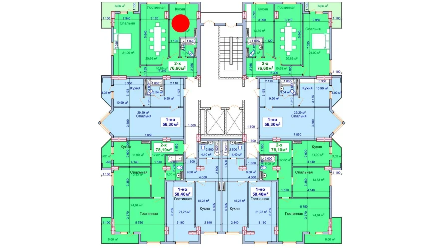 2-комн. квартира 76.6 м²  9/9 этаж | Жилой комплекс SHAYX-UL OLAM
