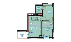 2-xonali xonadon 47.6 m²  2/13 qavat | Bog'dod City Turar-joy majmuasi