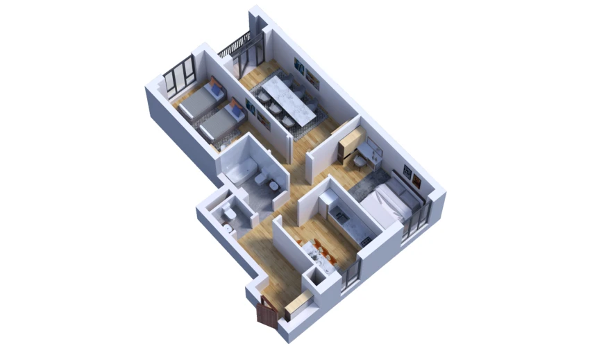 3-xonali xonadon 81.97 m²  4/16 qavat | Musaffo Turar-joy majmuasi