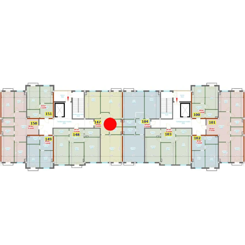 2-комн. квартира 109.4 м²  5/9 этаж | Жилой комплекс YANGI AVLOD