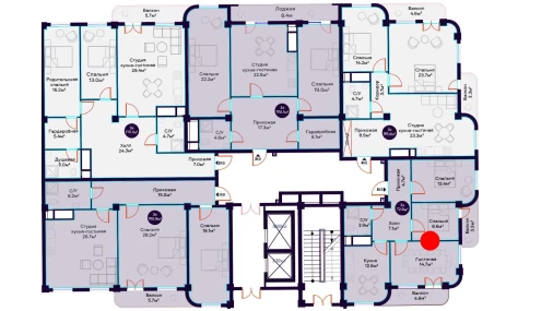 3-xonali xonadon 72.9 m²  9/16 qavat | Havas Premium Turar-joy majmuasi
