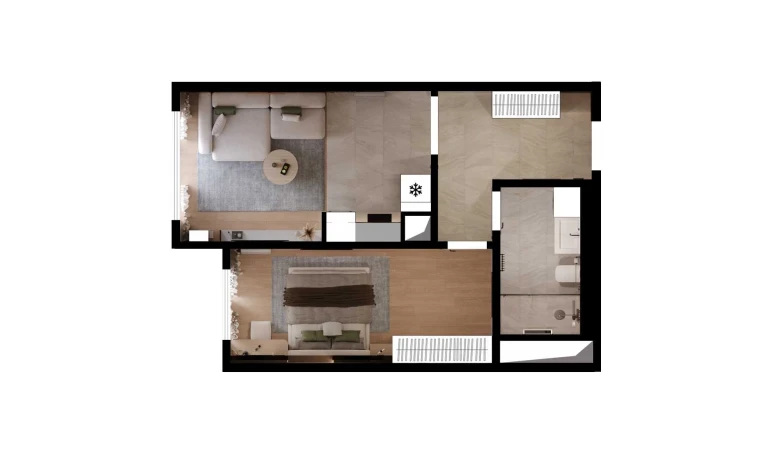 2-комнатная квартира 47.59 м²  9/26 этаж | Жилой комплекс SAF TOWERS