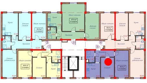 2-xonali xonadon 49.6 m²  1/9 qavat | Orzular Turar-joy majmuasi
