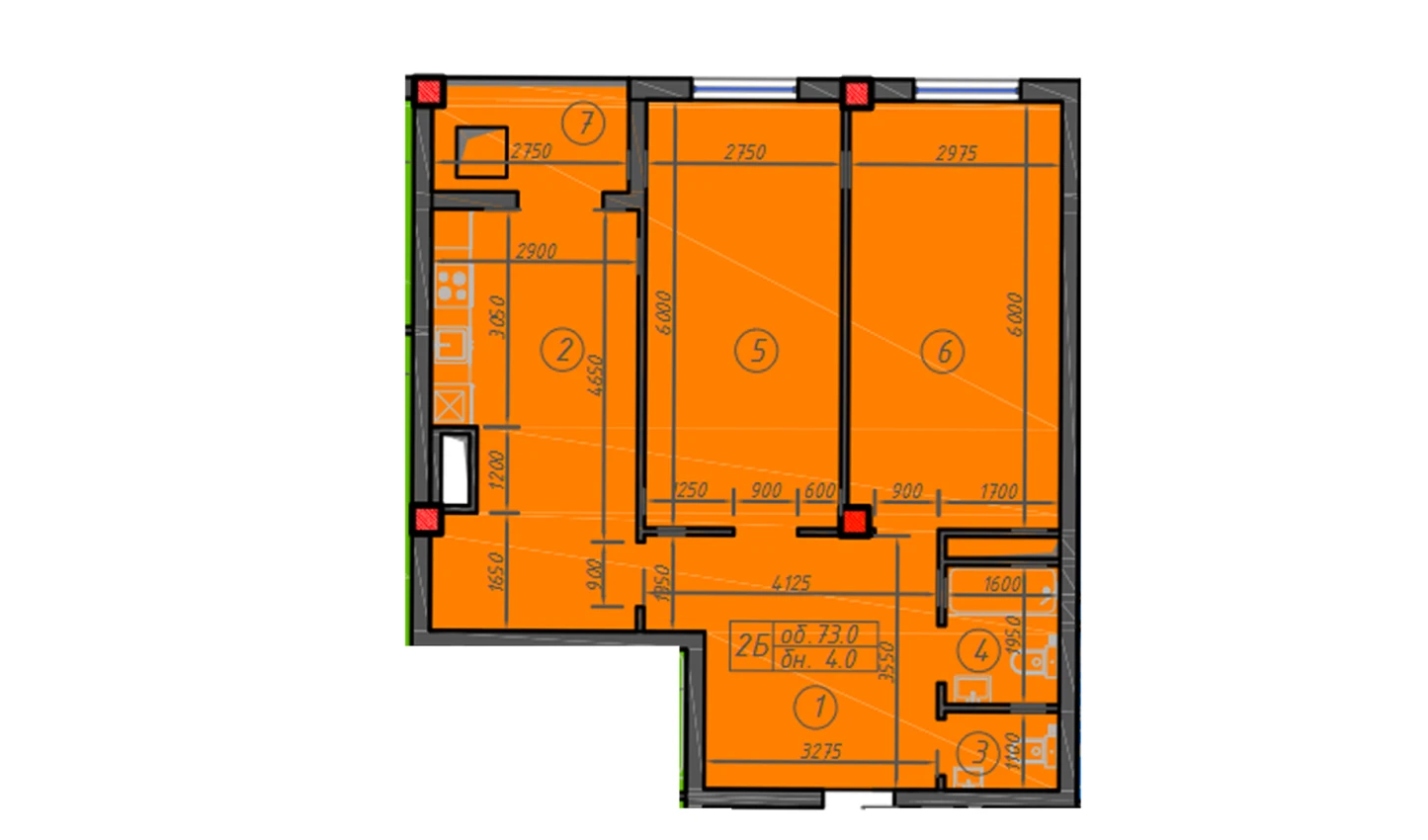 2-комн. квартира 73 м²  7/12 этаж | Жилой комплекс Sokin hayot