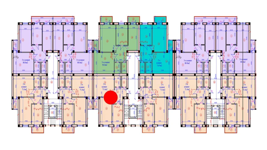 2-xonali xonadon 71.6 m²  3/7 qavat | G'IJDUVON CITY Turar-joy majmuasi