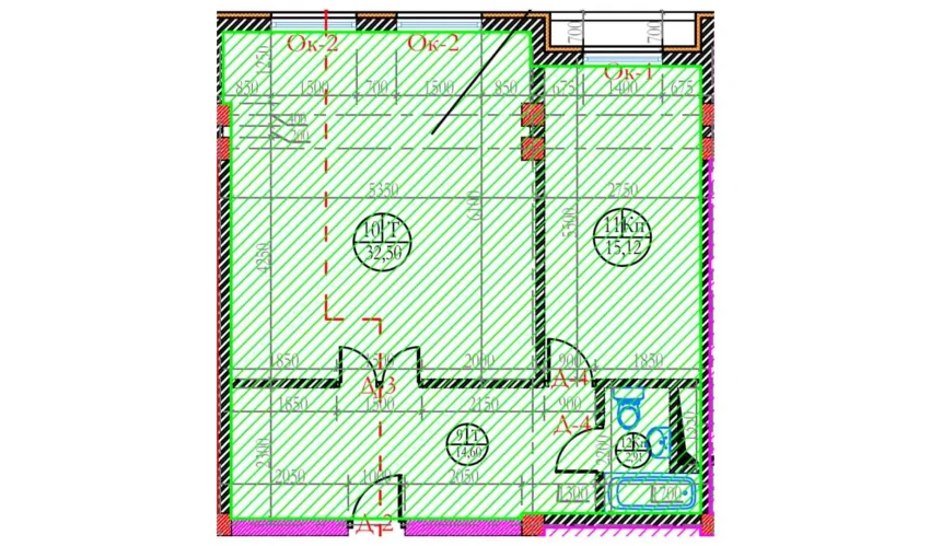 2-комнатная квартира 68.6 м²  8/8 этаж | Жилой комплекс Ziynat Capital