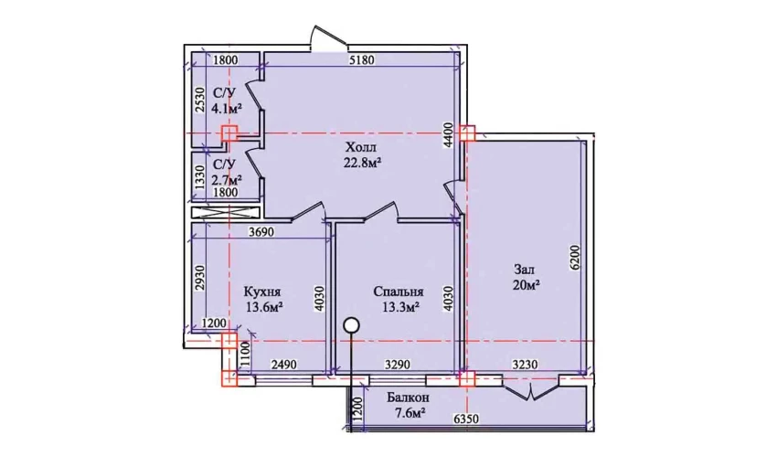 2-xonali xonadon 81.6 m²  2/9 qavat | CHIRCHIQ CITY Turar-joy majmuasi