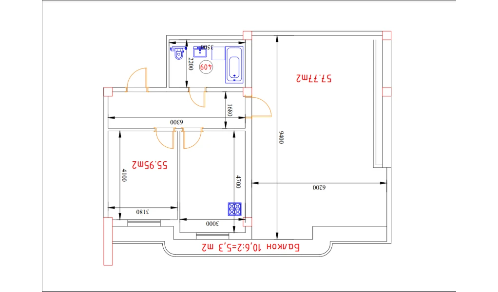 1-комн. квартира 55.95 м²  13/13 этаж | Жилой комплекс MEGAPOLIS Б2