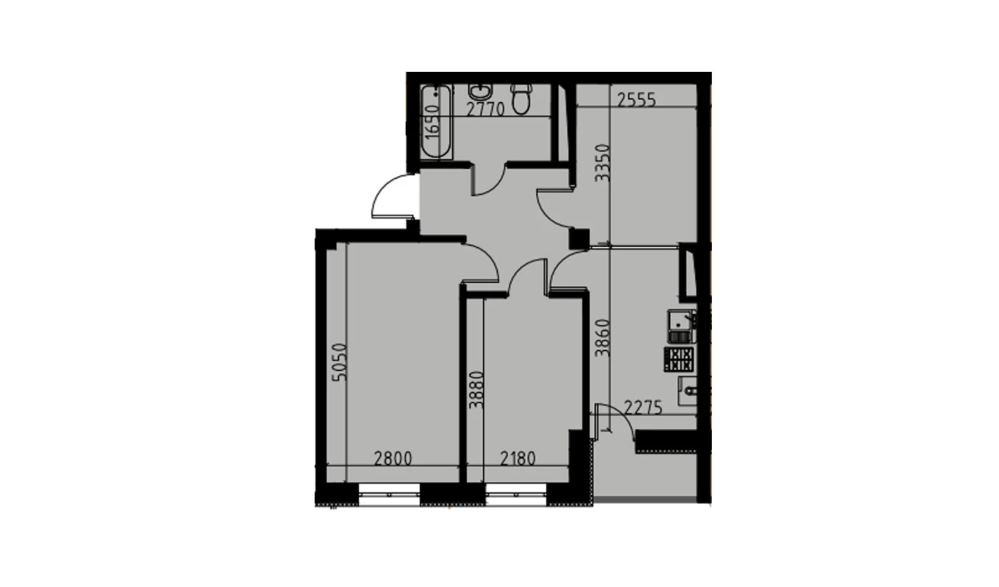 2-xonali xonadon 53.27 m²  6/10 qavat | YANGIOBOD RESIDENCE Turar-joy majmuasi