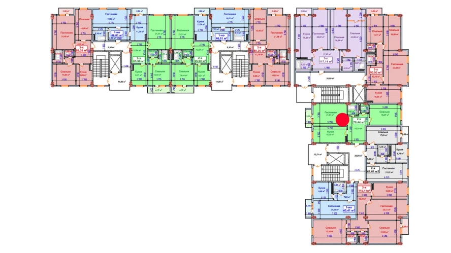 2-комн. квартира 79.44 м²  5/9 этаж | Жилой комплекс SHAYX-UL OLAM